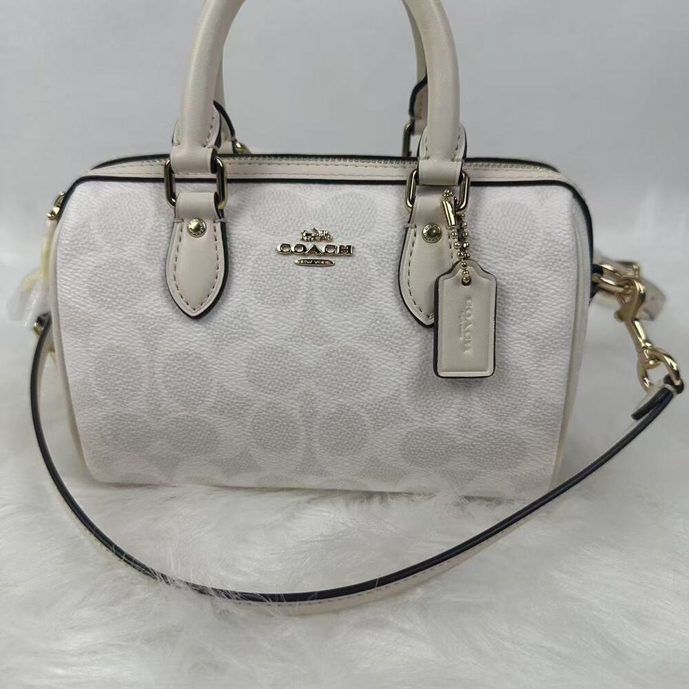 Coach Mini Rowan Crossbody In Signature Canvas In Gold/Chalk CW329 NWT - Picture 2 of 10